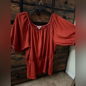 Nine West Peplum Blouse Top Womens XL Cottagecore Peasant Prairie Boho